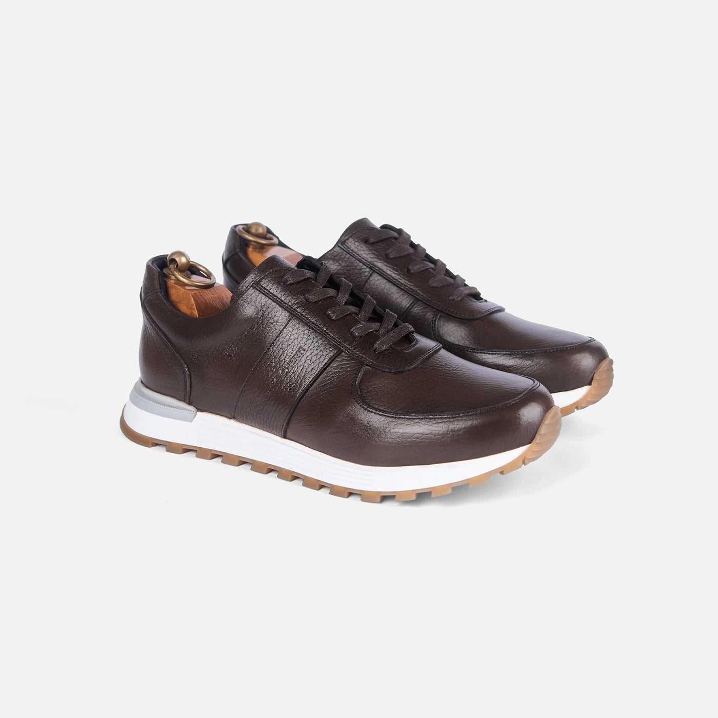 Sneakers Snider Vitto en cuir grainé Taupe