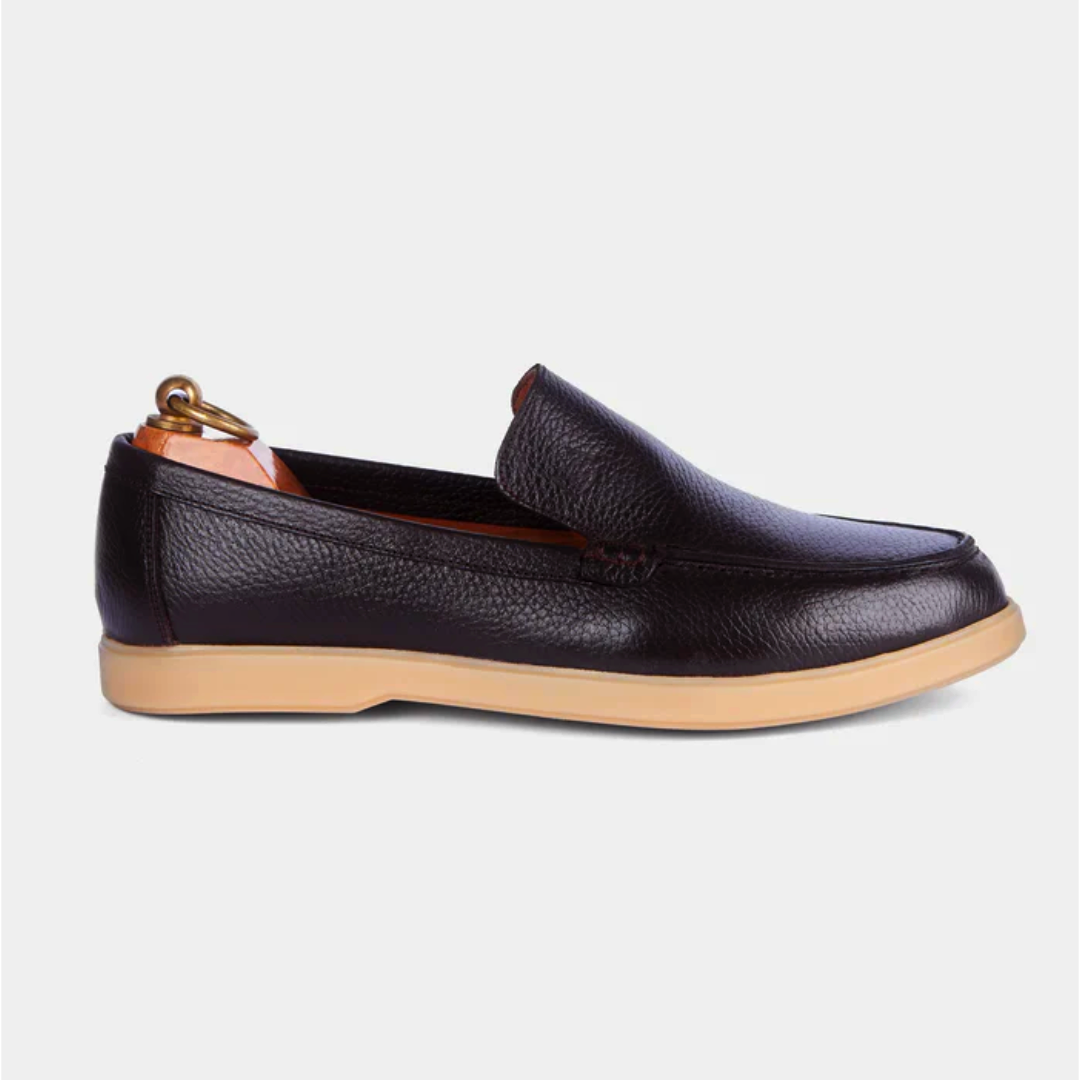 Mocassin City Walk Cuire Grainé Marron Foncé