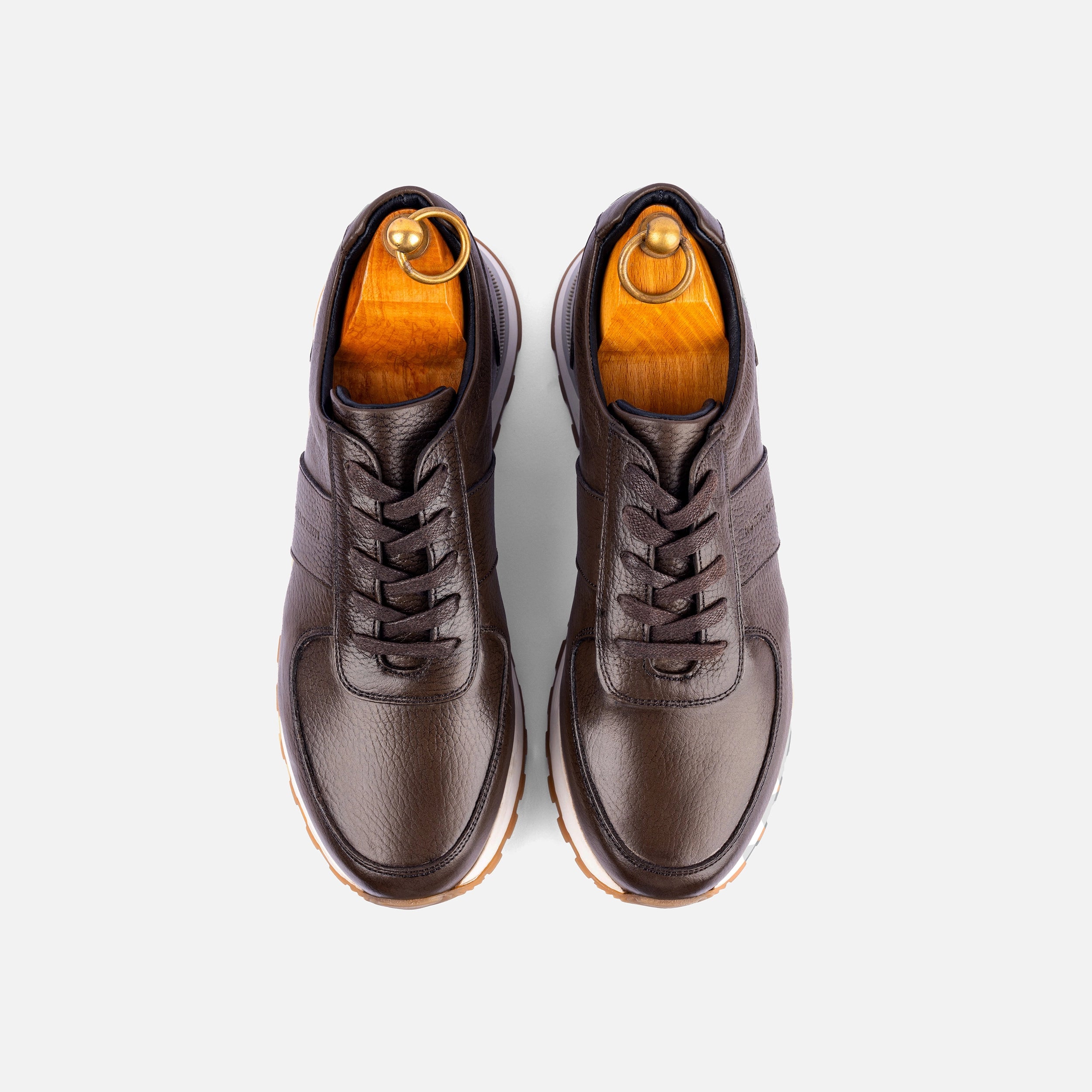 Sneakers Snider Vitto en cuir grainé Taupe