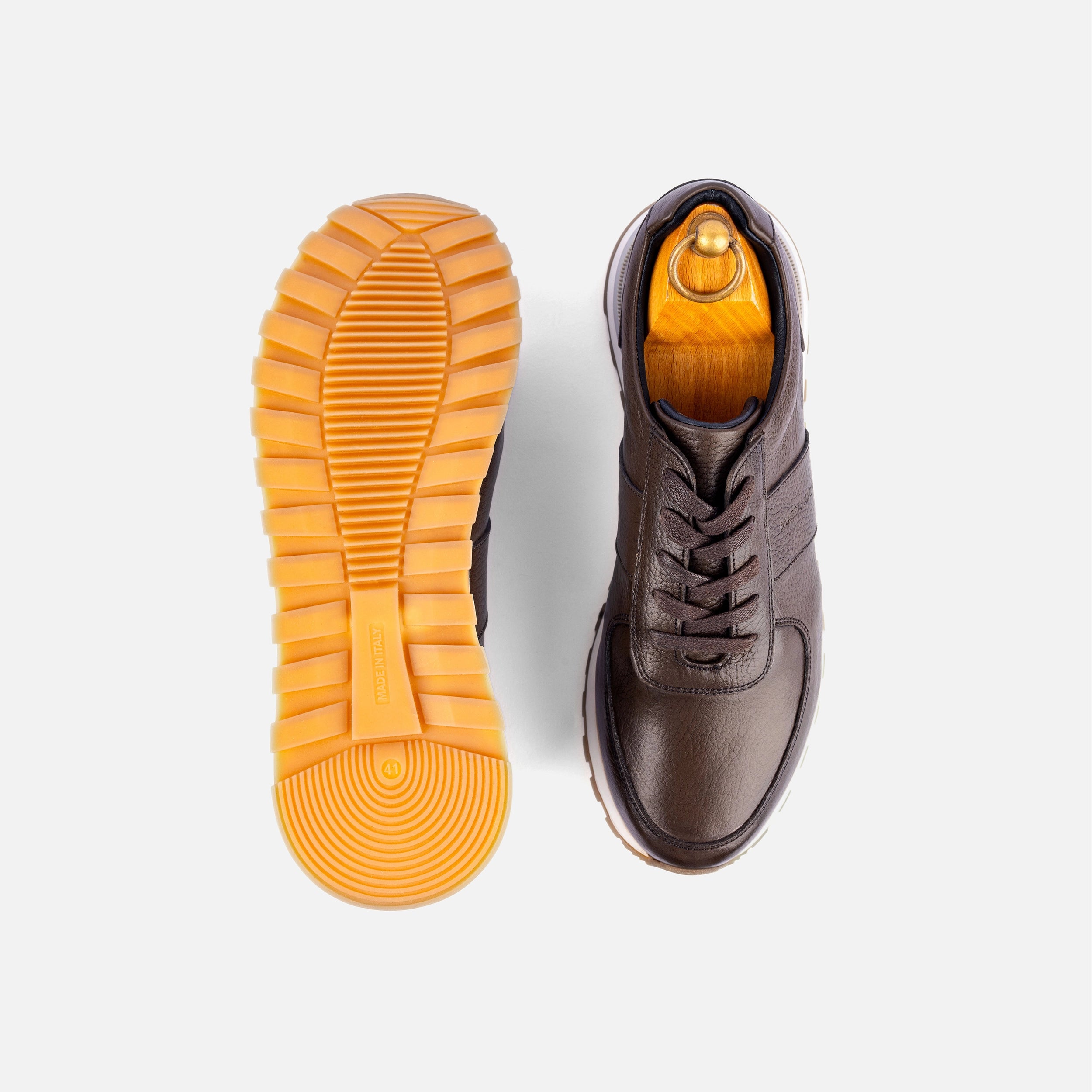 Sneakers Snider Vitto en cuir grainé Taupe