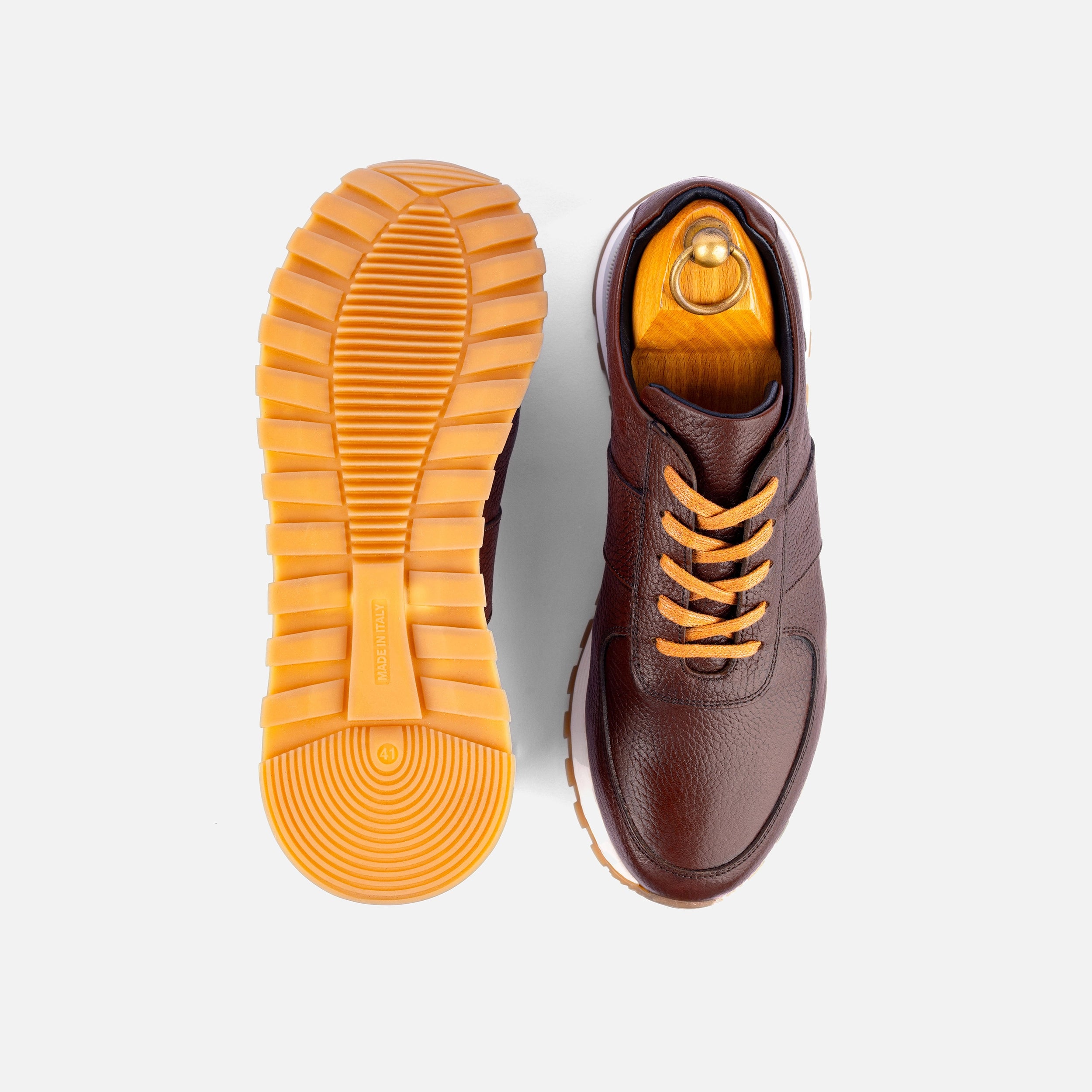 Sneakers Snider Vitto en cuir grainé Marron clair