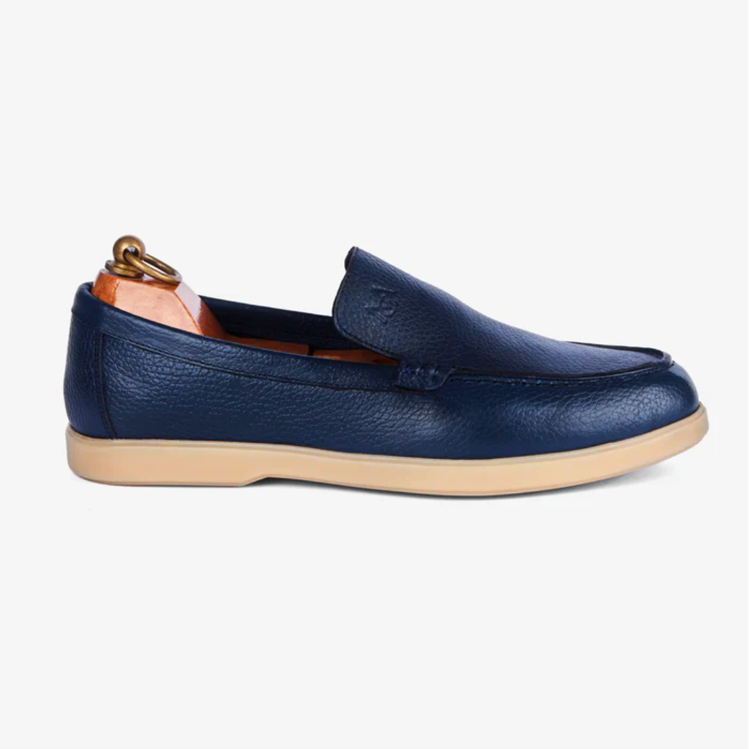 Mocassin City Walk Cuire Grainé Bleu