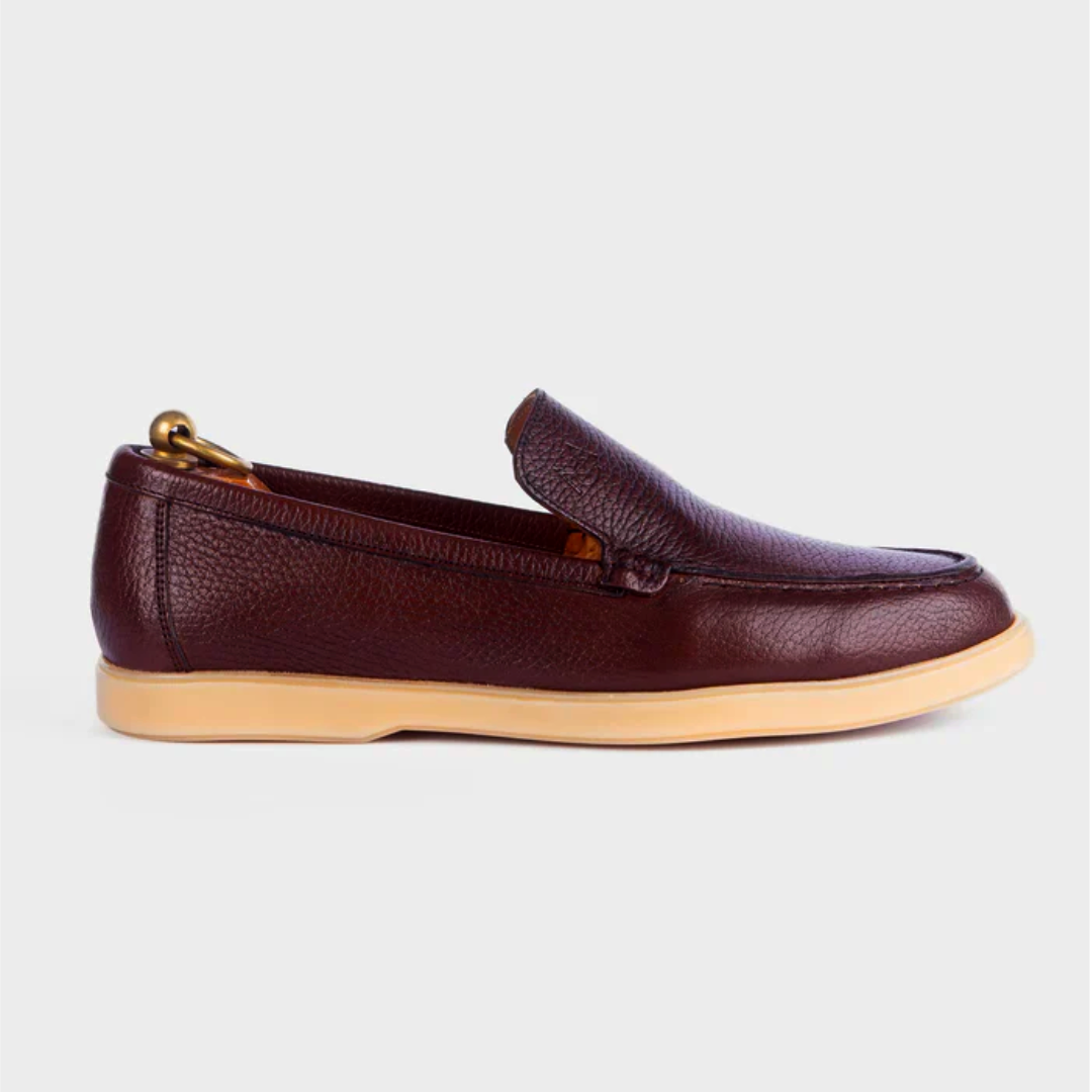 Mocassin City Walk Cuire Grainé Marron Clair