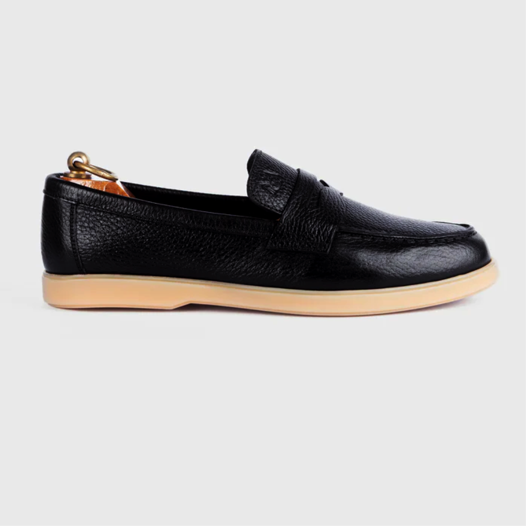 Mocassin City Walk Cuire Grainé Noir