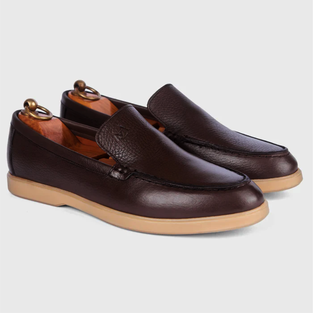 Mocassin City Walk Cuire Grainé Taupe