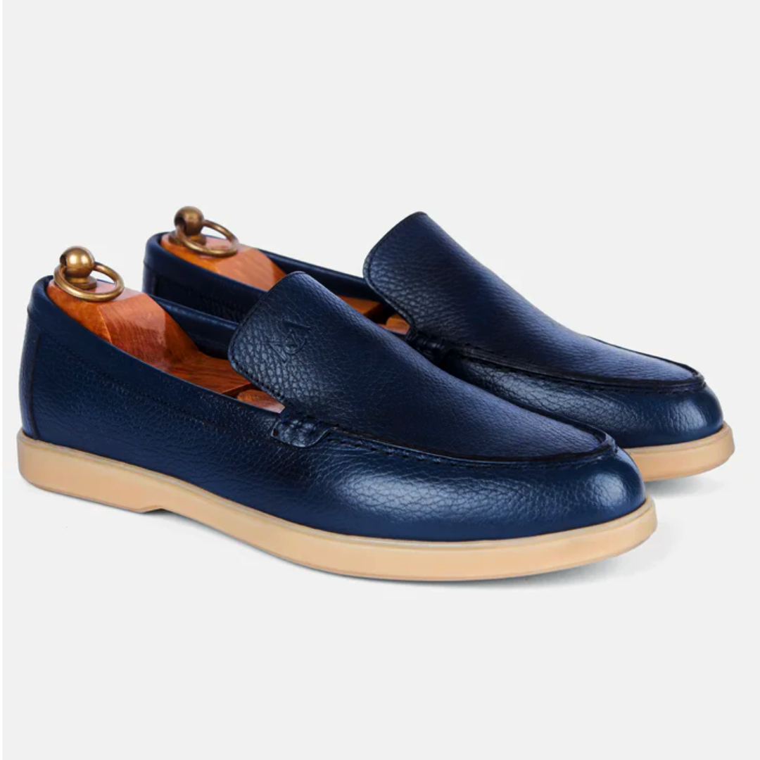 Mocassin City Walk Cuire Grainé Bleu