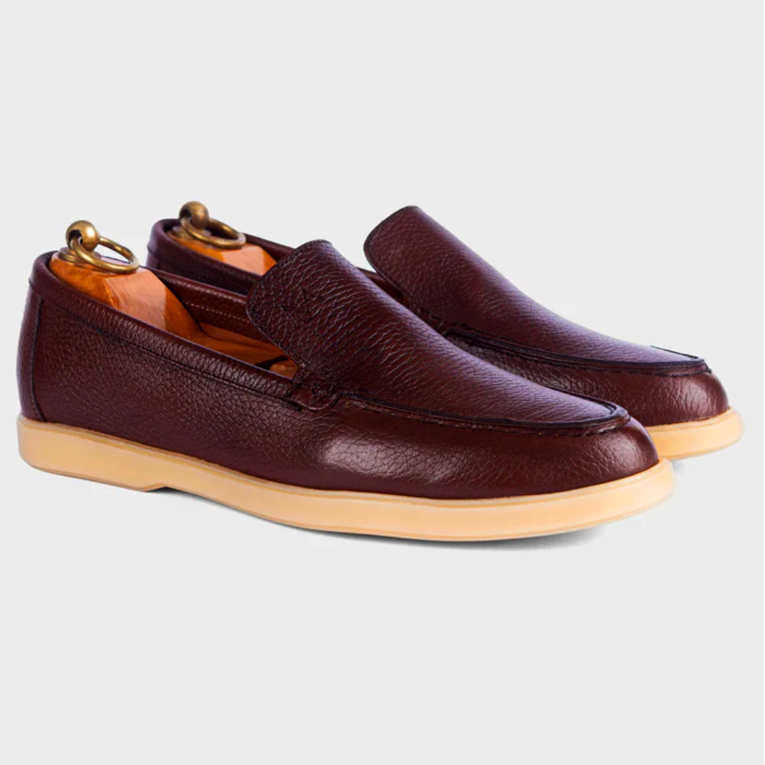 Mocassin City Walk Cuire Grainé Marron Clair