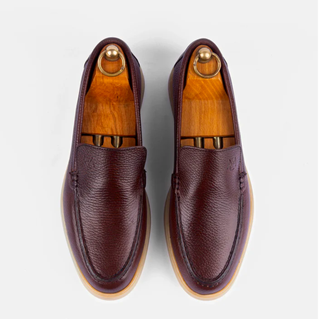 Mocassin City Walk Cuire Grainé Taupe