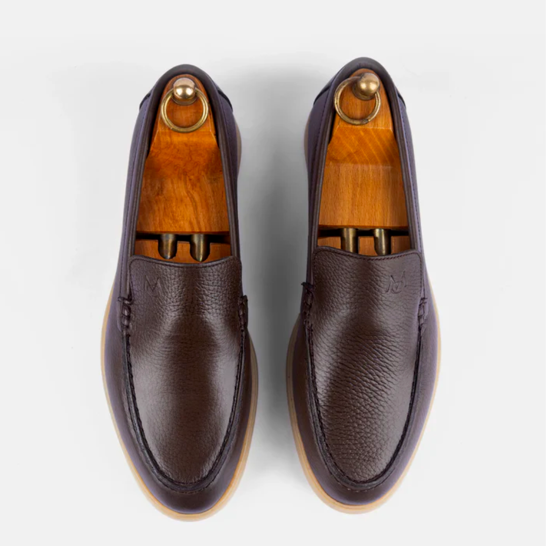 Mocassin City Walk Cuire Grainé Marron Foncé