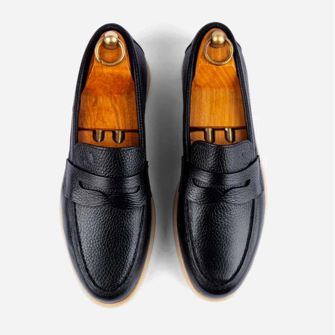 Mocassin City Walk Cuire Grainé Noir