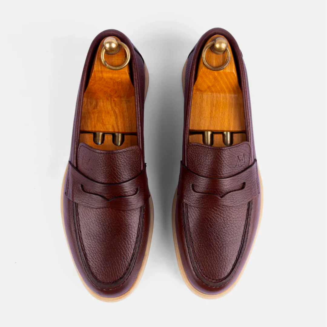 Mocassin City Walk Cuire Grainé Marron Claire