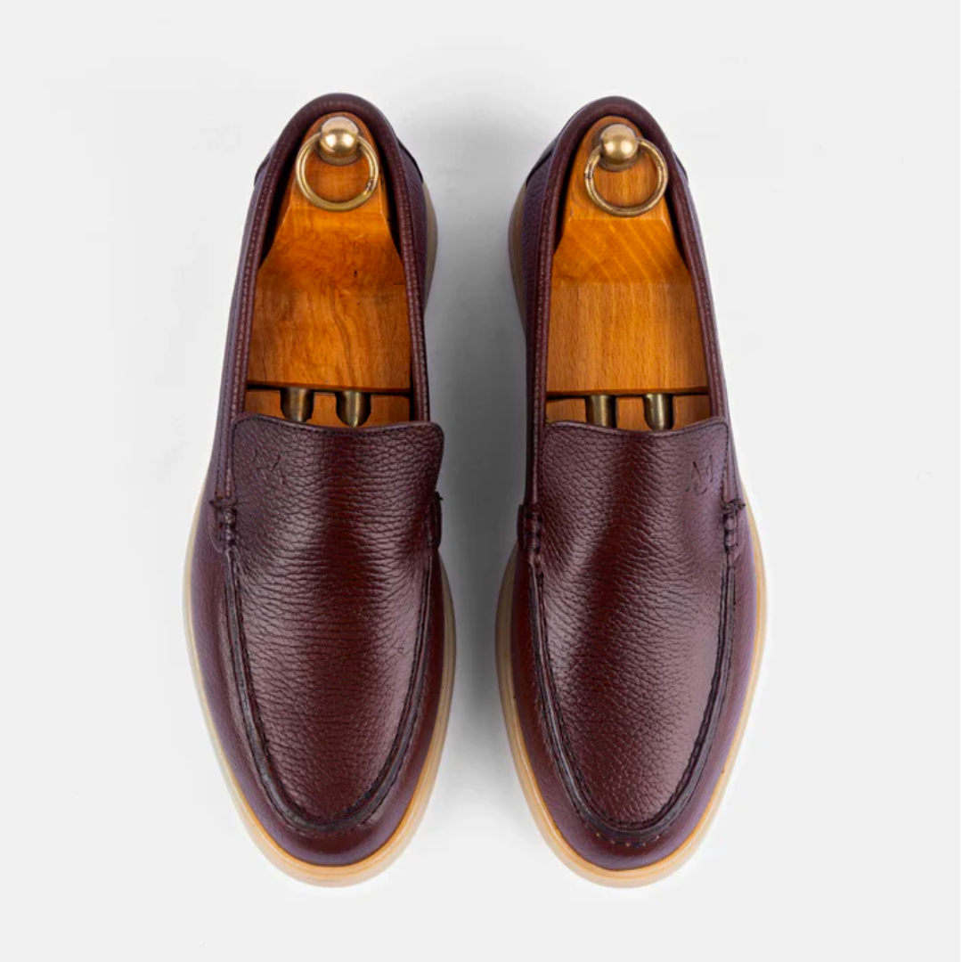 Mocassin City Walk Cuire Grainé Marron Clair