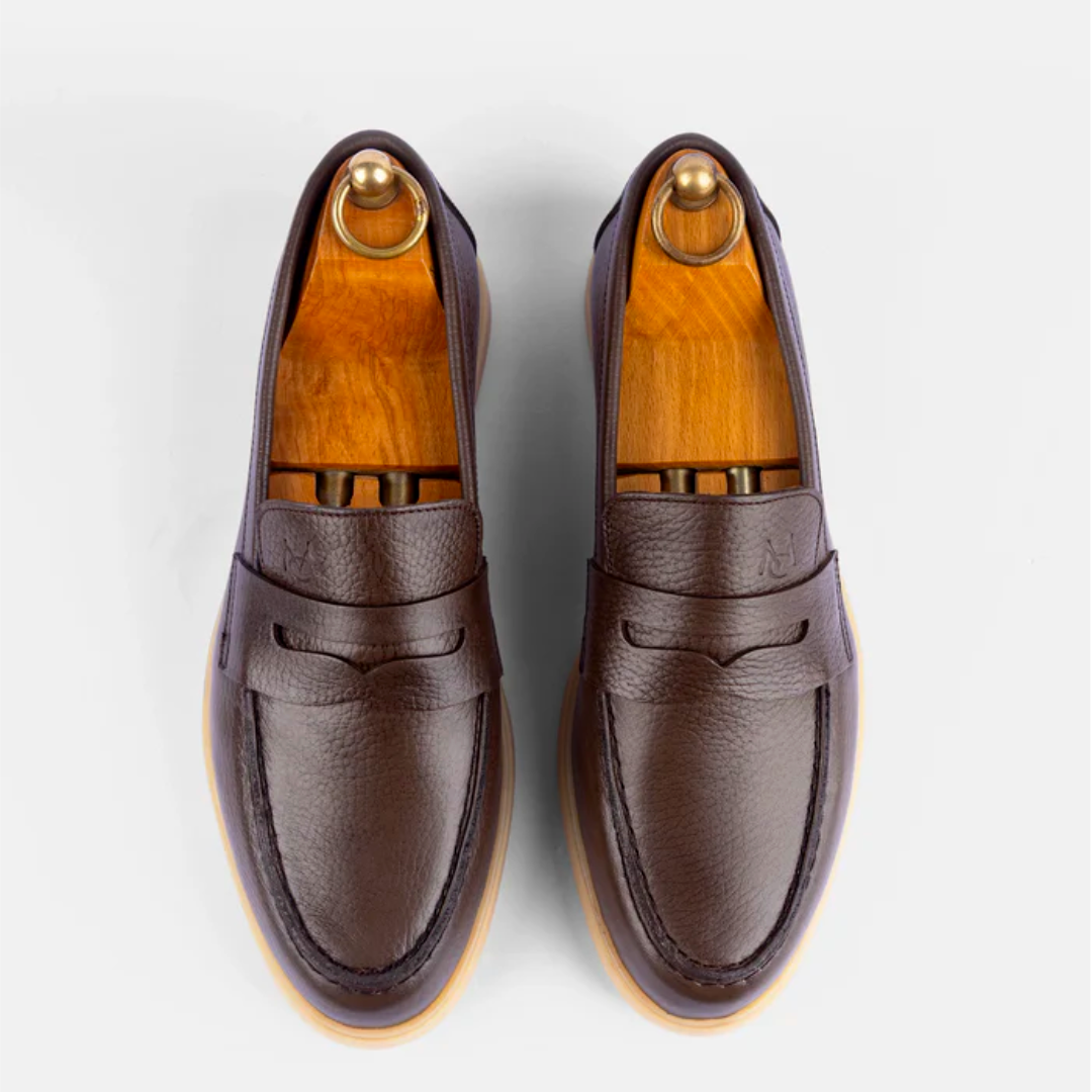 Mocassin City Walk Cuire Grainé Taupe