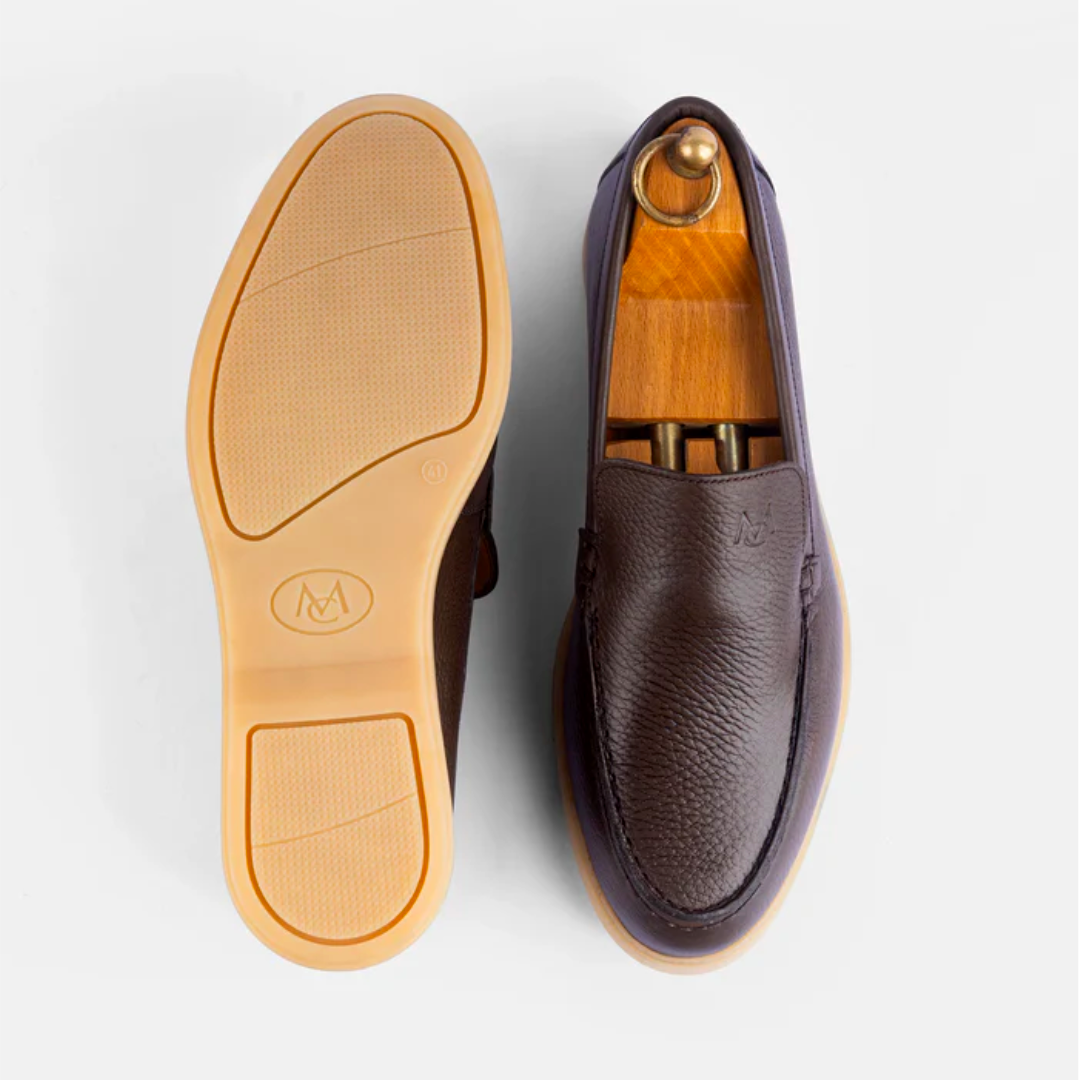 Mocassin City Walk Cuire Grainé Marron Foncé