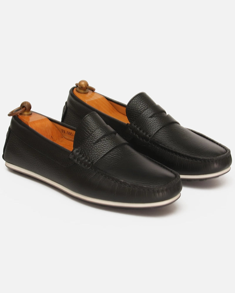 Mocassin city Carel Noir Grainé
