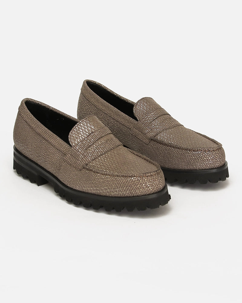 Loafers West Taupe Rosé imprimé Serpent