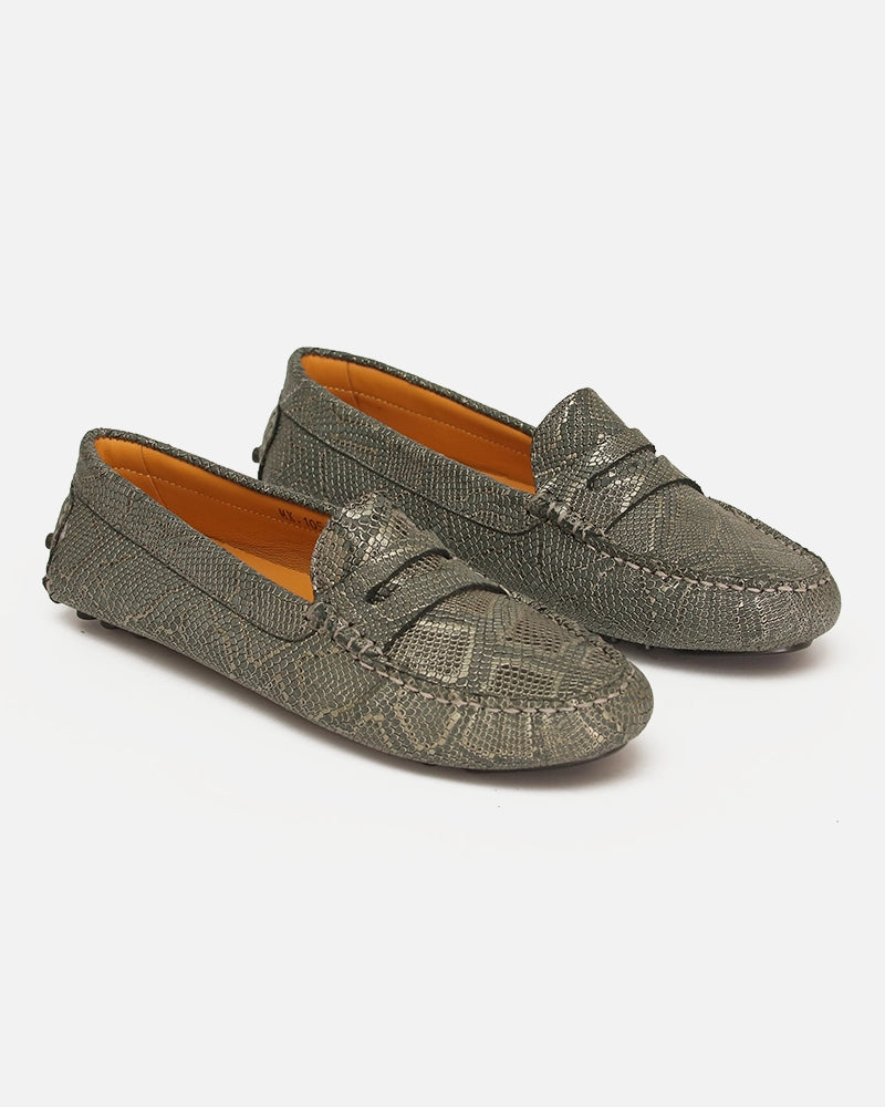 Mocassin Driver Max Gris Bleu imprimé Serpent