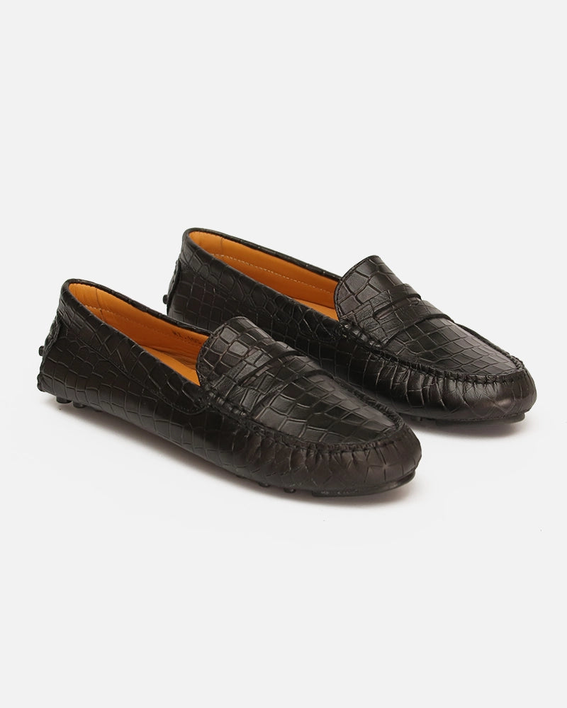 Mocassin Driver Max Noir imprimé Croco
