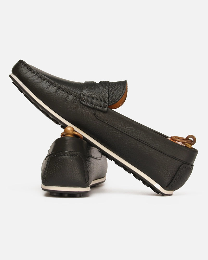 Mocassin city Carel Noir Grainé