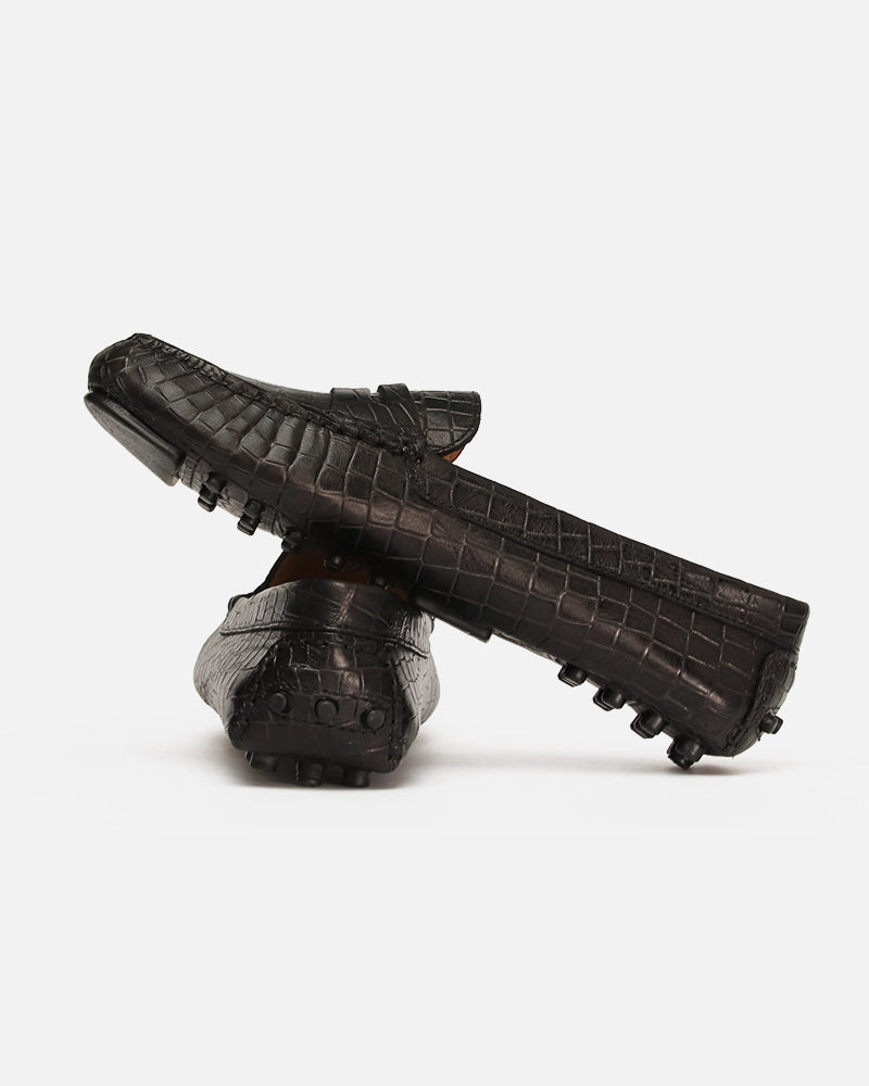 Mocassin Driver Max Noir imprimé Croco
