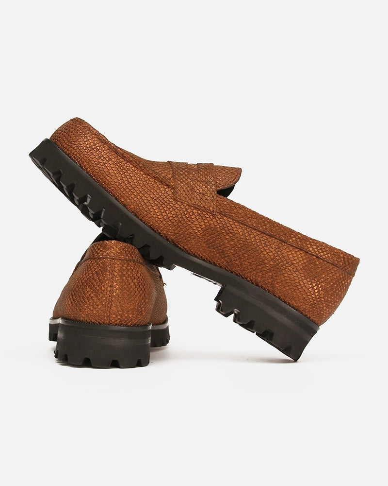 Loafers West Tabac imprimé Serpent
