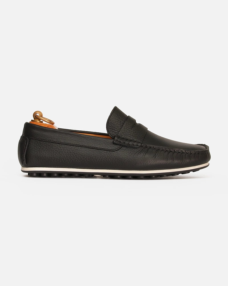 Mocassin city Carel Noir Grainé