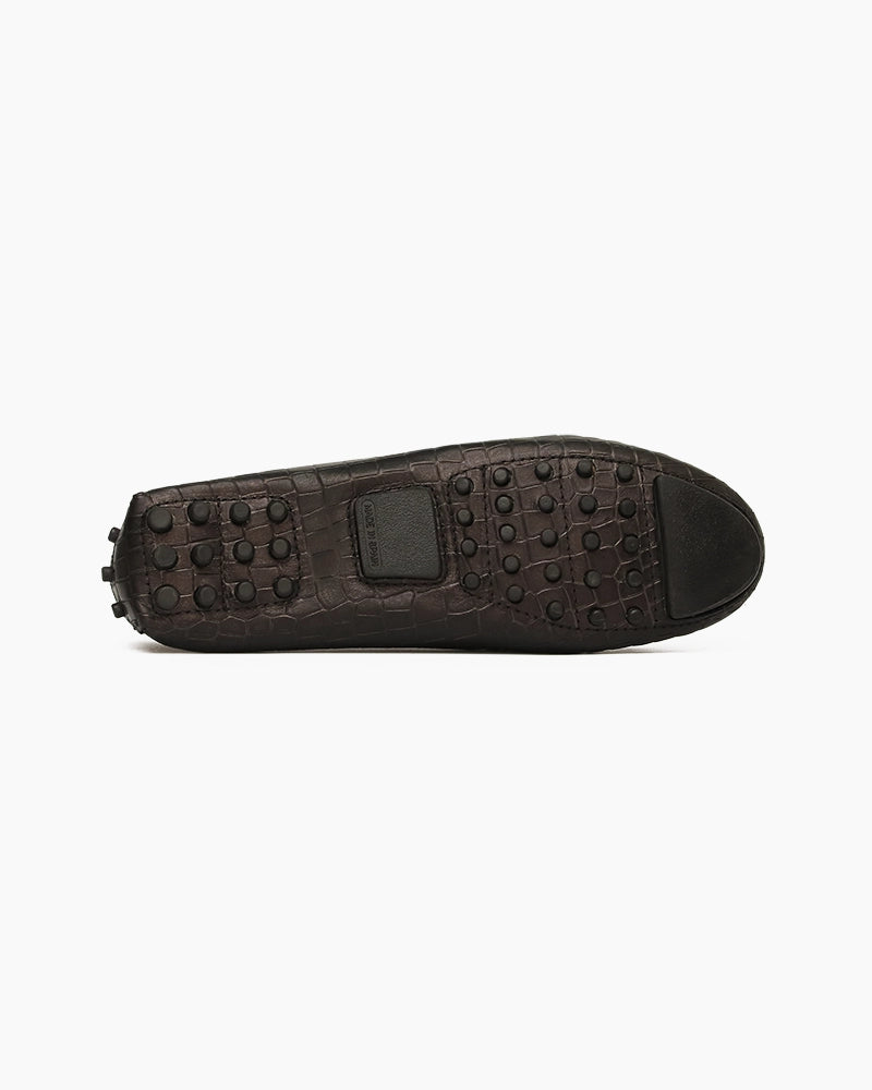 Mocassin Driver Max Noir imprimé Croco