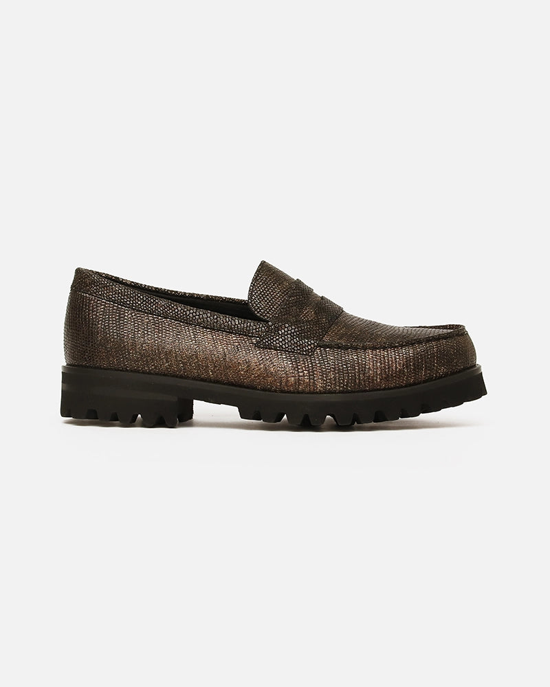 Loafers West Noir Doré imprimé Serpent