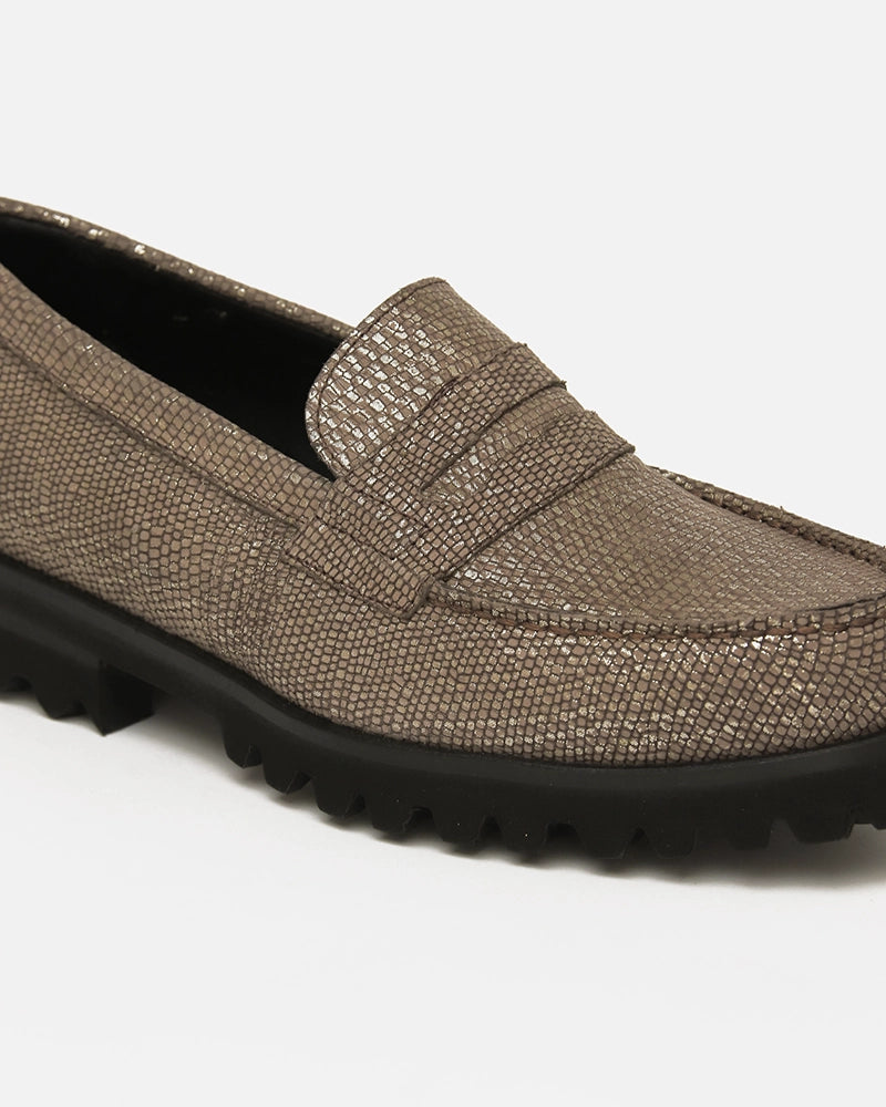 Loafers West Taupe Rosé imprimé Serpent