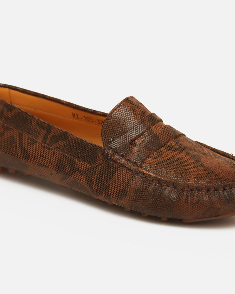 Mocassin Driver Max Camel imprimé Serpent