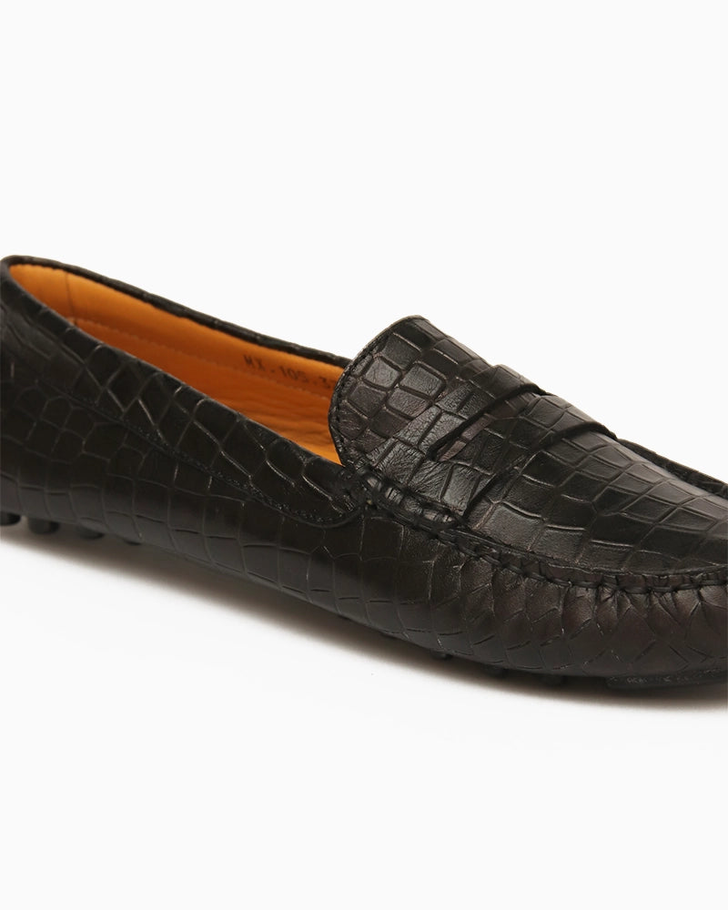 Mocassin Driver Max Noir imprimé Croco