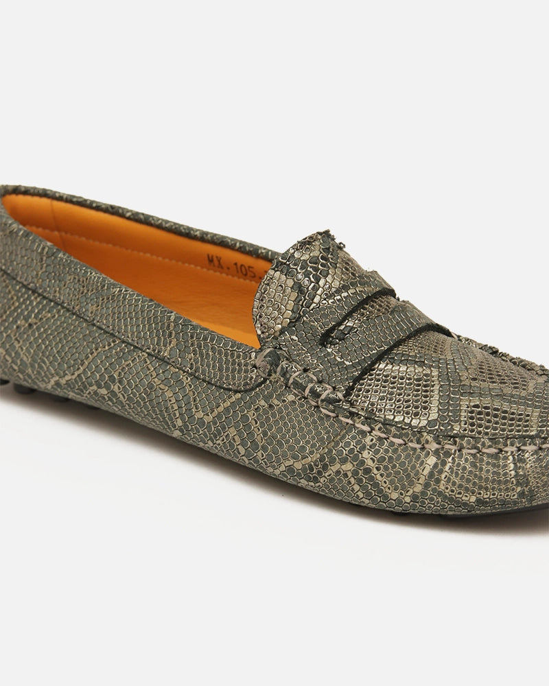Mocassin Driver Max Gris Bleu imprimé Serpent