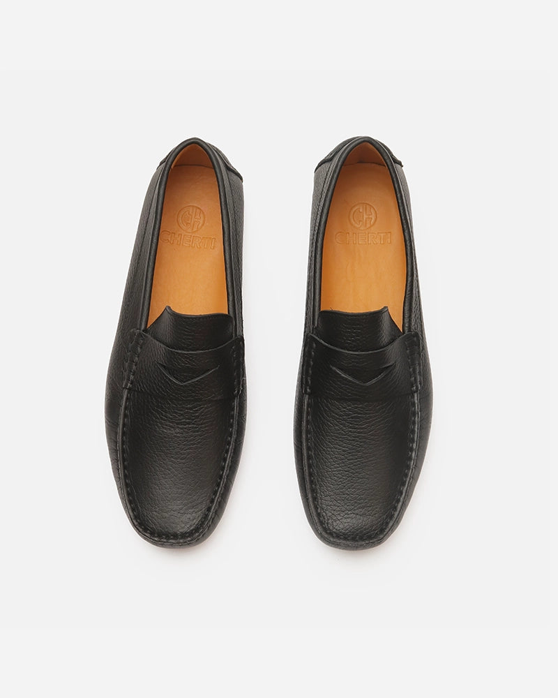 Mocassin city Carel Noir Grainé