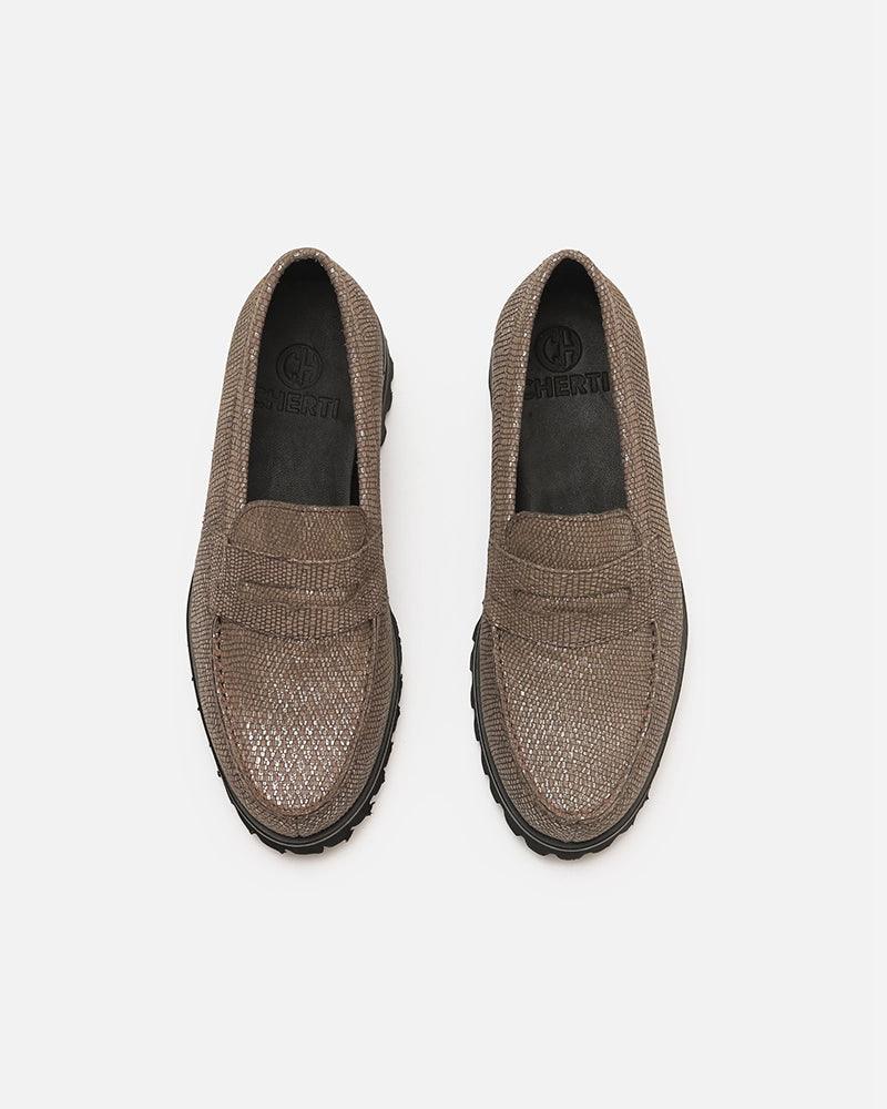 Loafers West Taupe Rosé imprimé Serpent