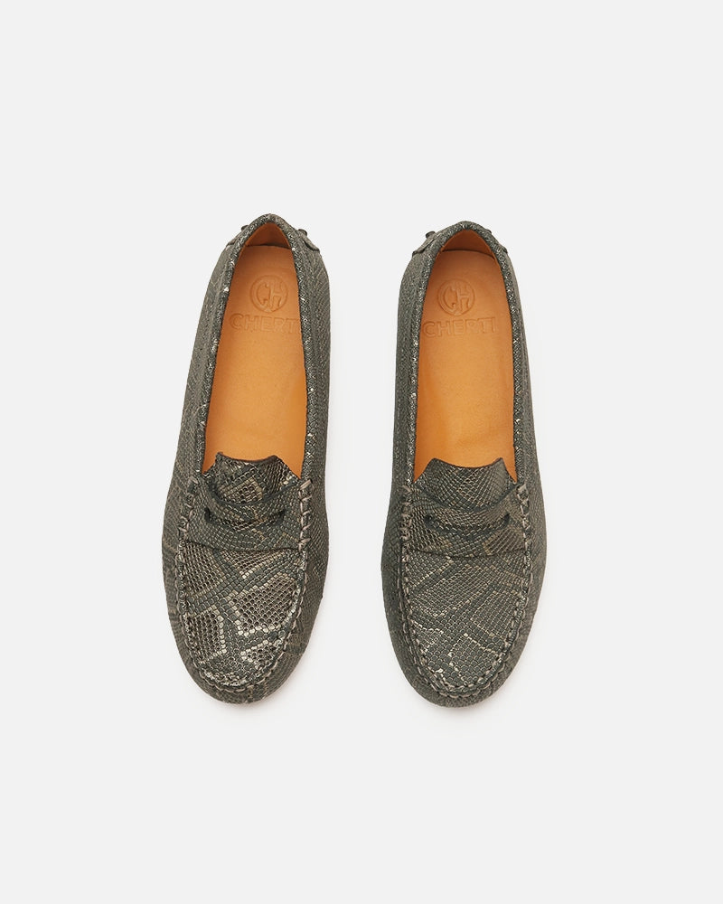 Mocassin Driver Max Gris Bleu imprimé Serpent