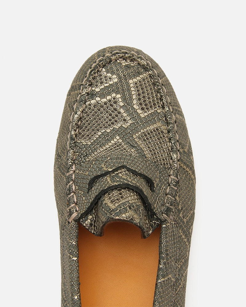 Mocassin Driver Max Gris Bleu imprimé Serpent