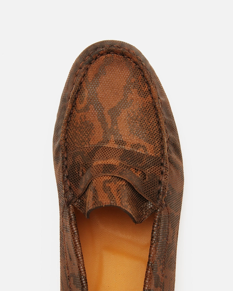 Mocassin Driver Max Camel imprimé Serpent