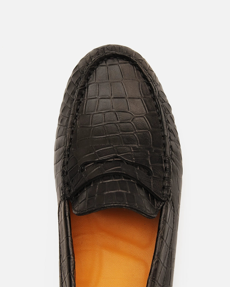 Mocassin Driver Max Noir imprimé Croco