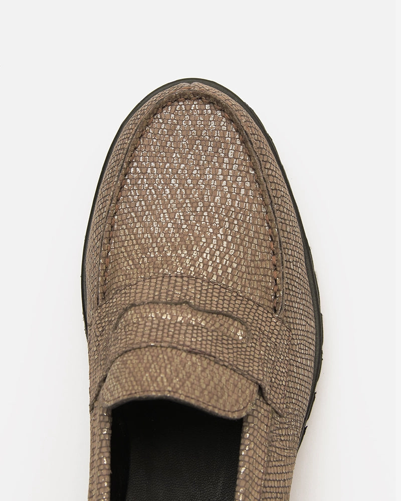 Loafers West Taupe Rosé imprimé Serpent