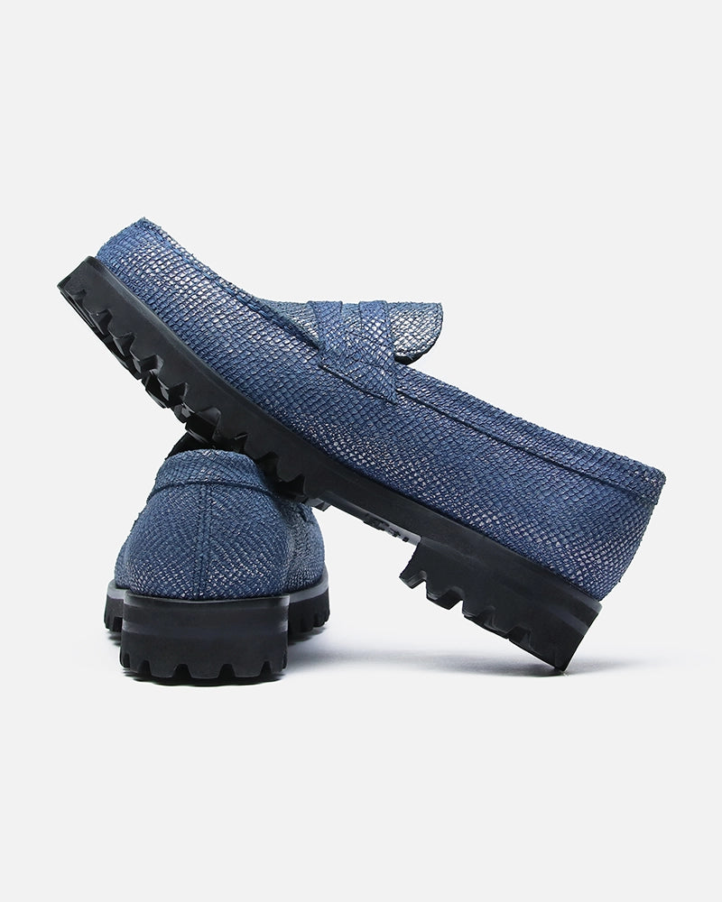 Loafers West Bleu imprimé Serpent