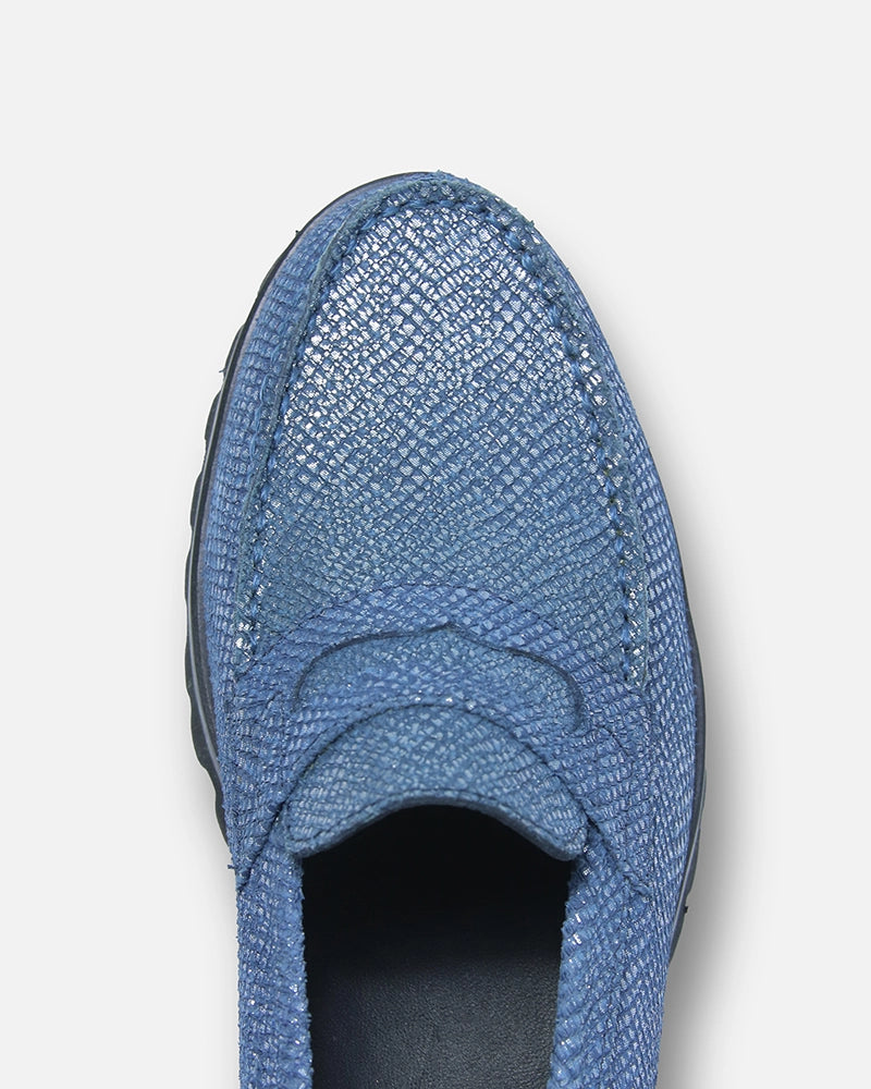 Loafers West Bleu imprimé Serpent