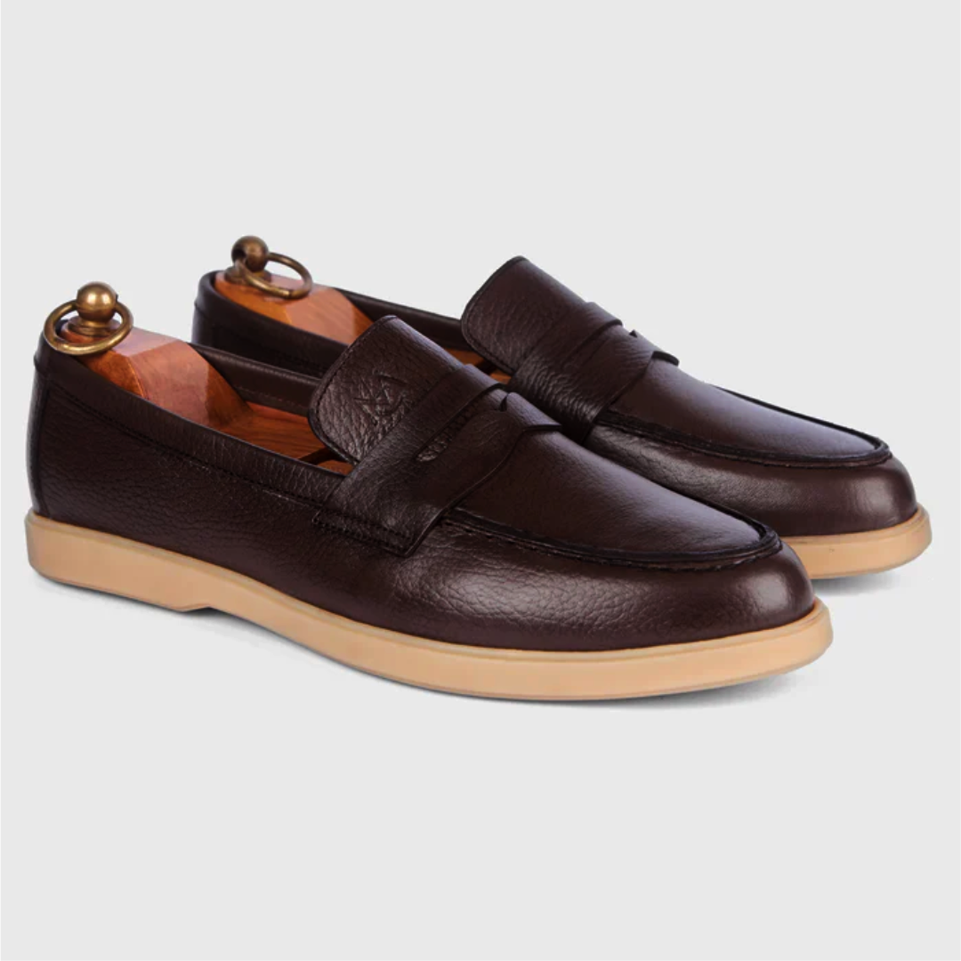 Mocassin City Walk Cuire Grainé Taupe